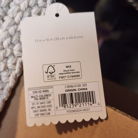 Cloud Island 13"x16" Multi Colored Rainbow Macrame Wall Art in Pink, Gray, Tan - Picture 9 of 13